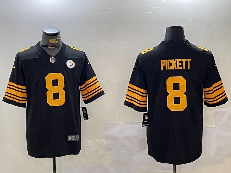 Men Pittsburgh Steelers #8 Pickett Black 2024 Nike Limited NFL Jersey style 1->seattle seahawks->NFL Jersey
